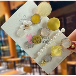 Clema pentru par metalica AGF012EE - Auriu cu Perle si Strasuri, Set 4 bucati